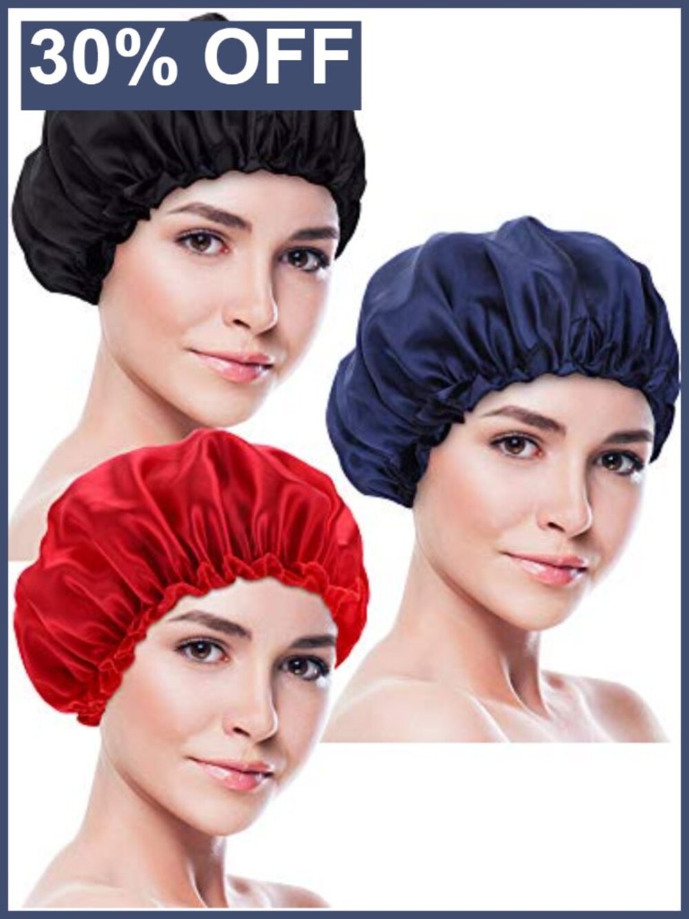 3 Pack Satin Sleep Bonnets for Hair Protection